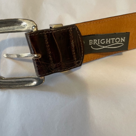 Vintage Brighton Brown Leather Western Silver Buckle Belt crocodile embossed - Picture 14 of 14
